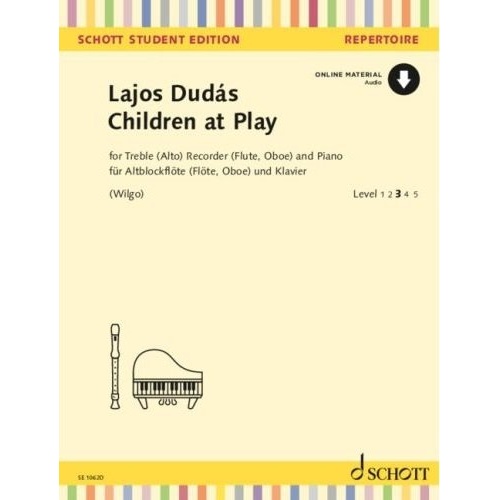 Dudas - Children at Play for Treble Recorder/Piano Book by Lajos Dudas, 16 Pages, Schott Music