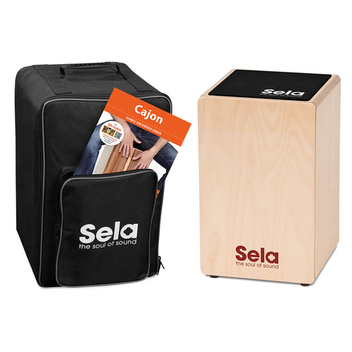Sela Primera Cajon Bundle with Backpack, Pad, and Method Book - Natural Finish
