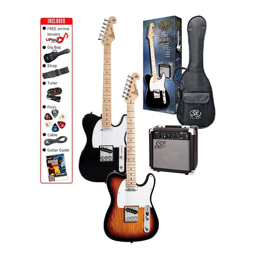 SX SE2SK Electric Guitar Starter Kit with 10W Amp, Accessories, and Free Online Lessons