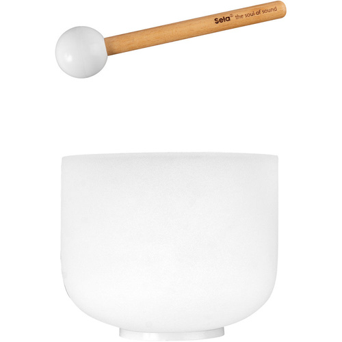 Sela 8" Frosted Quartz Crystal Singing Bowl in B (440Hz) with Mallet and Silicone Ring