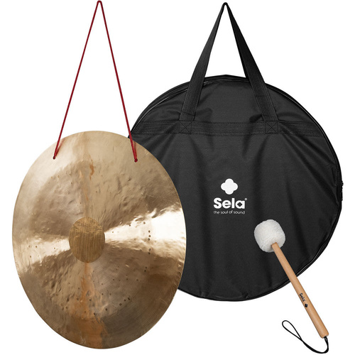 Sela 20" Standard Handmade Flat Wind Gong with Mallet and Carrying Bag