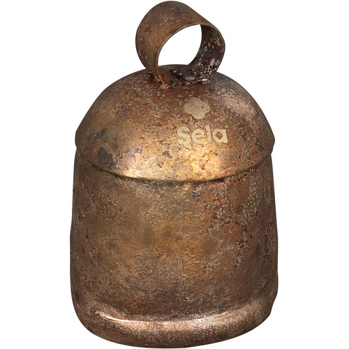 Sela Harmony Noah's Bell Size 8 (4.75") F#5 with Rubber Mallet, Handmade Brass Coated Iron, Soothing Sound for Meditation and Yoga