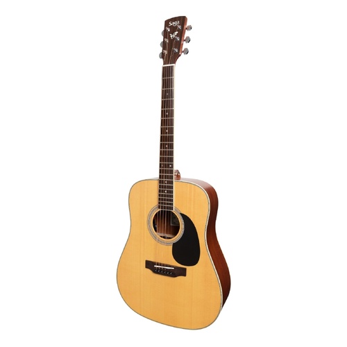 Saga SF700 Solid Spruce Top Acoustic-Electric Dreadnought Guitar Natural Satin with Gig Bag