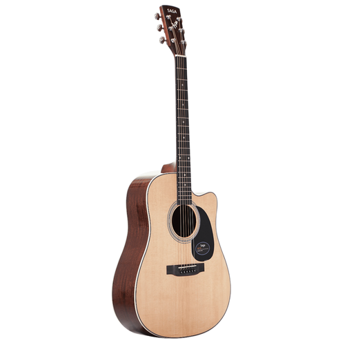 Saga 700 Series Engelmann Spruce Dreadnought Acoustic-Electric Cutaway Guitar Natural SF700CE-NA with Gig Bag