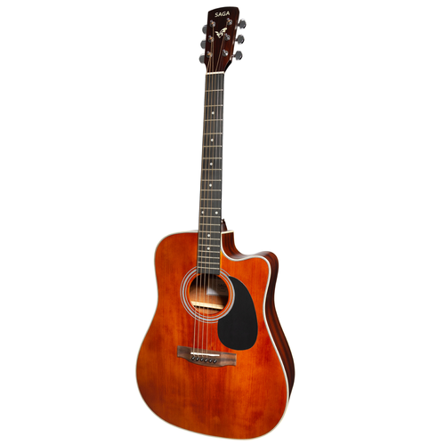 Saga SF700CRE Engelmann Spruce Dreadnought Acoustic-Electric Cutaway Guitar with Gig Bag