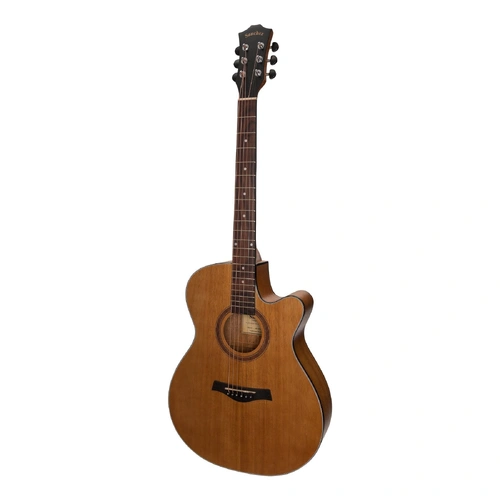 Sanchez SFC-18-ACA Acoustic-Electric Small Body Cutaway Guitar, Natural Satin, 6 Strings, Laminate Acacia, Right-Handed