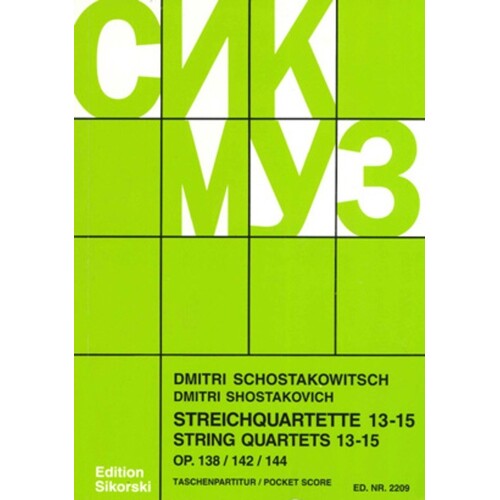 Shostakovich - String Quartets Nos 13-15 Study Score (Softcover Book)