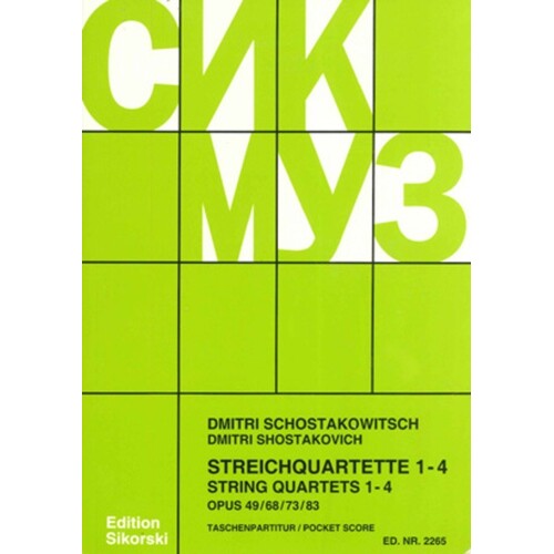 Shostakovich - String Quartets Nos 1-4 Study Score (Softcover Book)