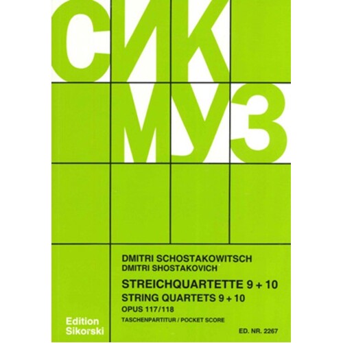 Shostakovich - String Quartets Nos 9-10 Study Score (Softcover Book)