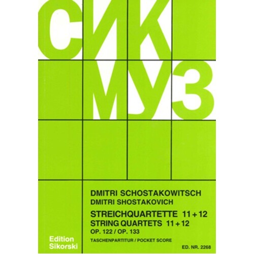 Shostakovich - String Quartets Nos 11-12 Study Score (Softcover Book)