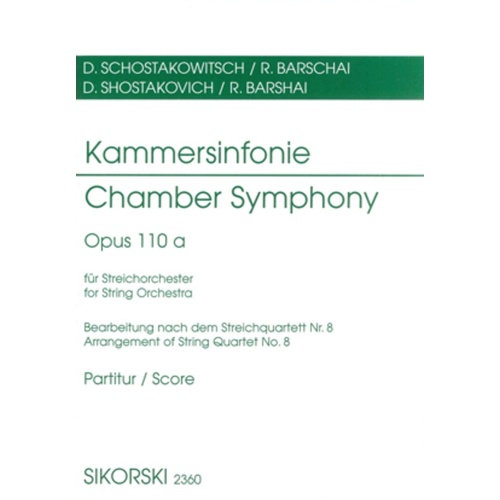 Shostakovich - Chamber Symphony Op 110A Study Score Score