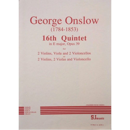 Onslow String Quintet No. 16 E Major Op. 39 SC/PTS