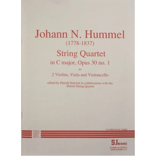Hummel String Quartet in C Major Op. 30 No. 1 for Cello and Viola