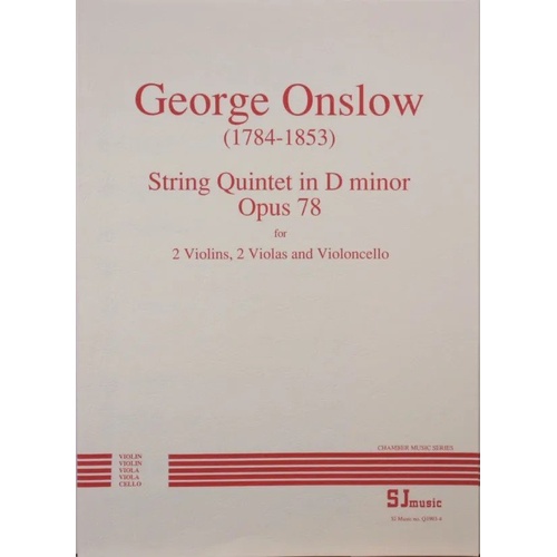 Onslow String Quintet D Minor Op. 78 SC/PTS for Cello