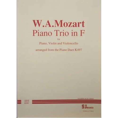 Mozart Piano Trio in F, Arranged by John Cooley, SJ Music, Cello/Piano/Violin, Format: Piano Trio, 1 Page