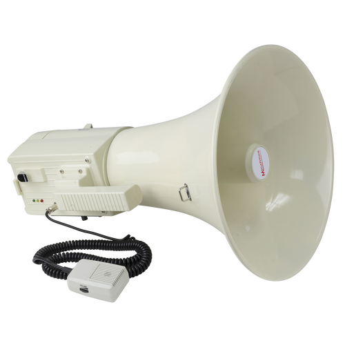 SoundArt 45 Watt Portable Hand-Held Megaphone with Record/Playback, 800m Range, Handheld Microphone, Volume Control, Adjustable Carry Strap, White