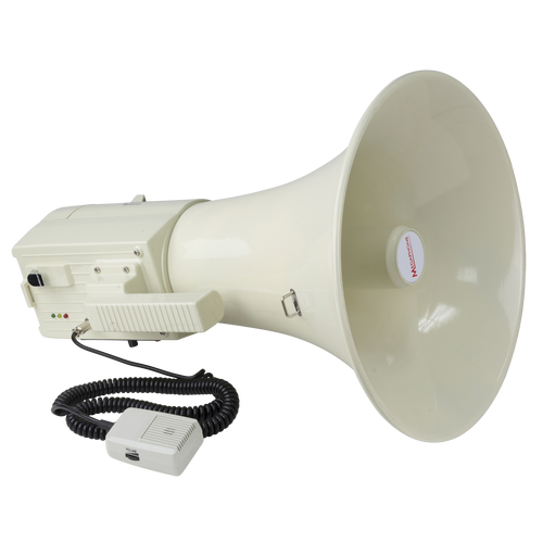 SoundArt 45 Watt Portable Hand-Held Megaphone with Record/Playback, 800m Range, Handheld Microphone, Volume Control, White