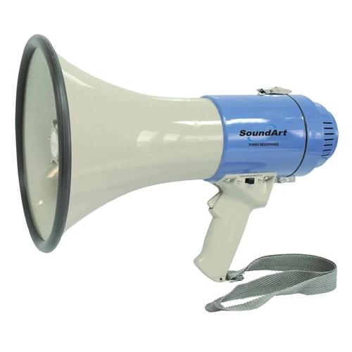 SoundArt 25 Watt Portable Hand-Held Megaphone with Whistle/Siren, 600m Range, Volume Control, Lightweight Design, Blue