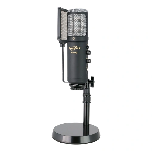SoundArt SM-USB-Q2 Professional USB Condenser Microphone Pack with Pop Filter, Desk Stand, USB Cable & Carry Case