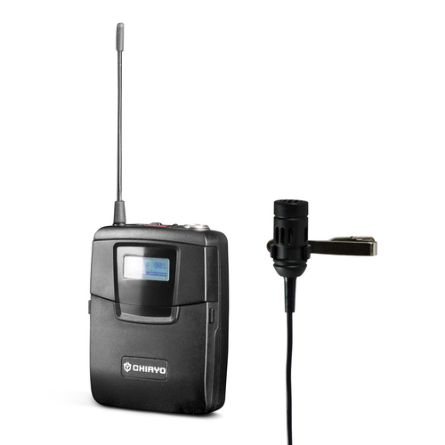 Chiayo SM6100MC16 Lapel Microphone w/bodypack transmitter, LCD disp, 100 channel UHF to suit Focus/Stage/Challenger/Victory systems