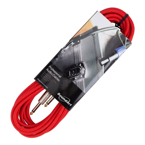 SoundArt SMI-26-RED Braided Instrument Cable with Deluxe Plugs - 6m