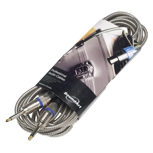 SoundArt SMI-32 Armoured Instrument Cable 6m Copper Coaxial Jack to Jack Silver