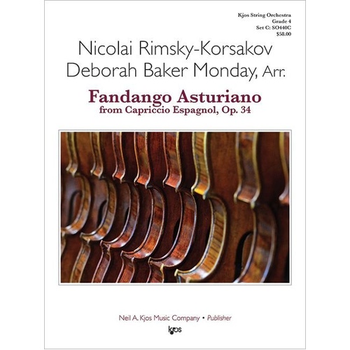 Fandango Asturiano from Capriccio Espagnol Op 34 for String Orchestra by Rimsky-Korsakov, 46 Pages, Published by Neil A. Kjos Music Company