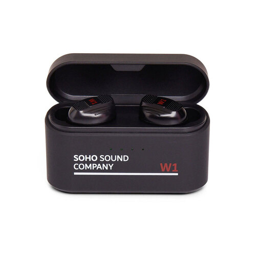 Soho W1 True Wireless Stereo Bluetooth Earbuds with Charging Case and Foam/Rubber Tips - Black