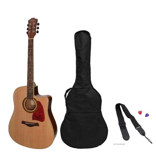 Sanchez Acoustic-Electric Dreadnought Cutaway Guitar Pack - Natural Satin, Spruce/Rosewood, Model SP-D4-SR, Complete Beginners Pack Included
