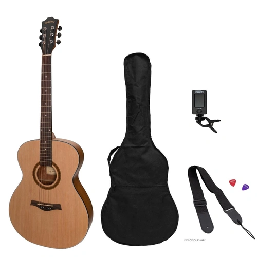 Sanchez Acoustic Small Body Guitar Pack - Model SP-F2-SA, Spruce Top, Acacia Back, Natural Satin Finish, Includes Gig Bag & Accessories