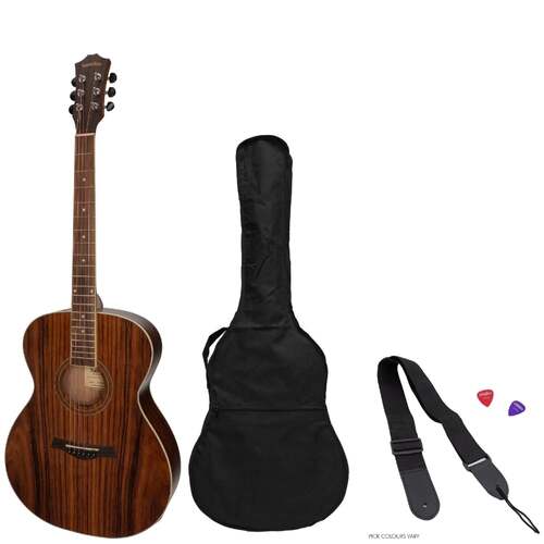 Sanchez SP-F2ET-RWD Acoustic-Electric Small Body Guitar Pack with K2T Pickup, Nylon Gig Bag, Picks, and Strap