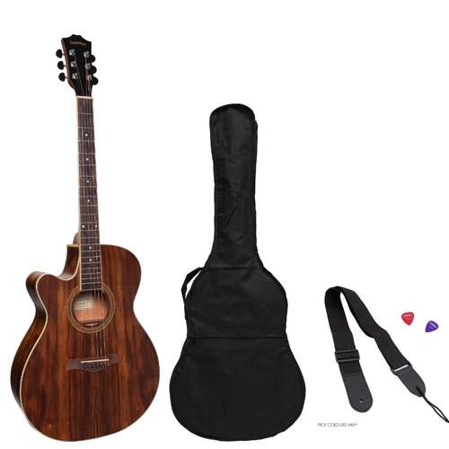 Sanchez Left Handed Acoustic-Electric Small Body Cutaway Guitar Pack (Rosewood)