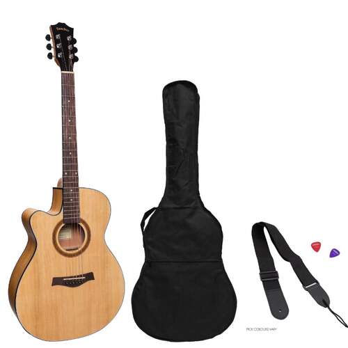 Sanchez Left Handed Acoustic-Electric Small Body Cutaway Guitar Pack - Spruce/Acacia