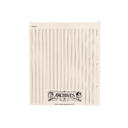 Archives Manuscript Score Pads, 18 Stave, 50 Sheets