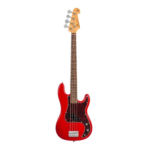 SX Fiesta red Gloss Vintage Style Bass Guitar.