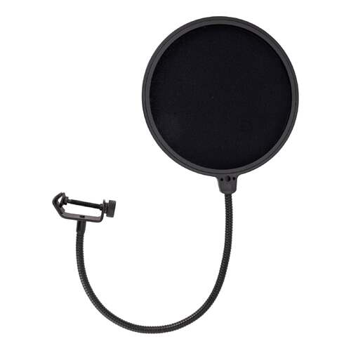 SoundArt SPF-P1-BLK Nylon Fabric Pop Filter, 6" Diameter, Adjustable, Clips to Microphone Stand, Reduces Sibilance and Unwanted Sounds