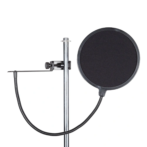 SoundArt SPF-P1EC-BLK Nylon Fabric Pop Filter with Adjustable Clamp, 6" Diameter