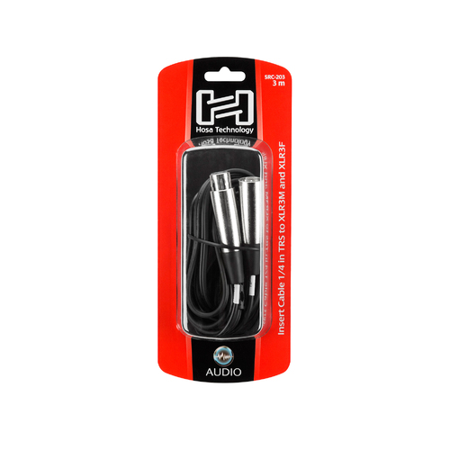 Hosa Insert Cable, 1/4 in TRS to XLR3M and XLR3F, 3 m