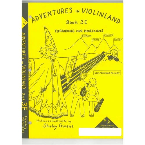 Adventures in Violinland Book 3E by Shirley Givens, 88 Pages, Violin, M&M Publisher, Introduces High C Major, High a minor, F Major, d minor
