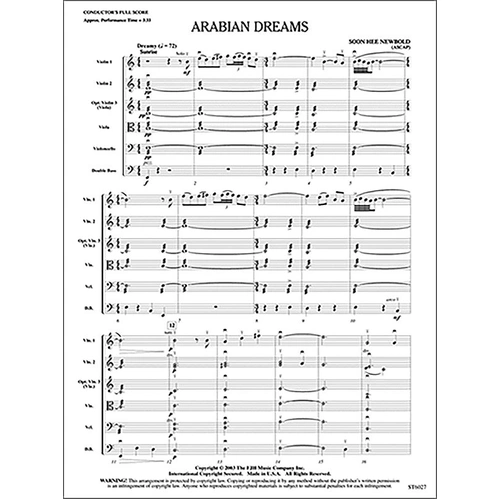 Arabian Dreams by Soon Hee Newbold, SC/PTS, FJH Music Company, 1 Page