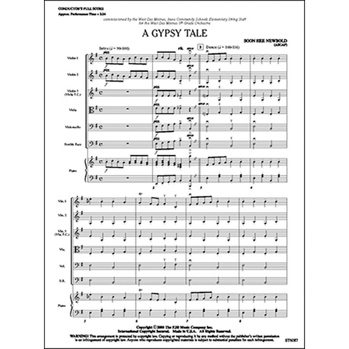 A Gypsy Tale by Soon Hee Newbold for String Players, FJH Music Company, 1 Page