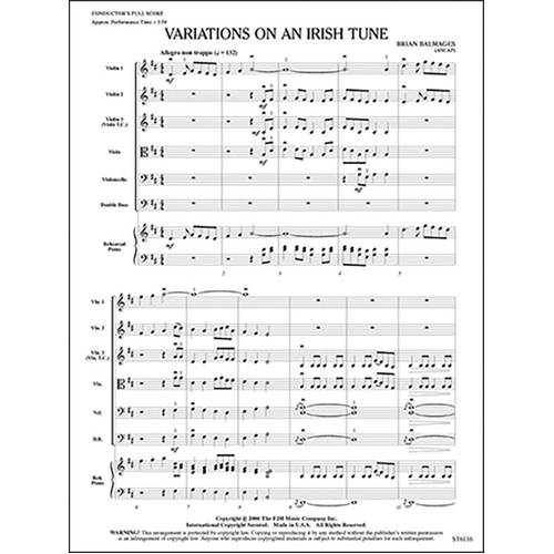 Variations on an Irish Tune by Brian Balmages, FJH Music Company, 1 Page