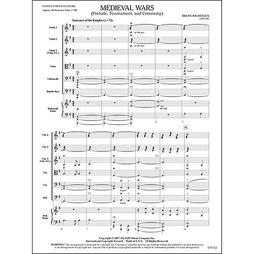 Medieval Wars SO2 SC/PTS by Brian Balmages - FJH Music Company, 1 Page