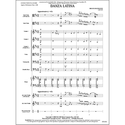 Danza Latina for Solo Viola or Violin and Orchestra by Brian Balmages
