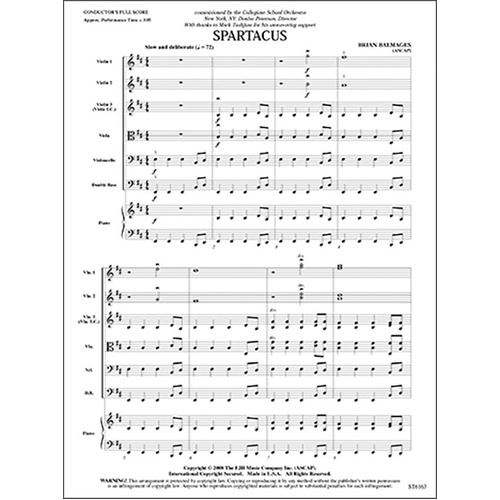 Spartacus String Orchestra Score and Parts by Brian Balmages