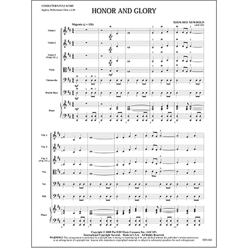 Honor and Glory for String Orchestra by Soon Hee Newbold, FJH Music Company, 1 Page