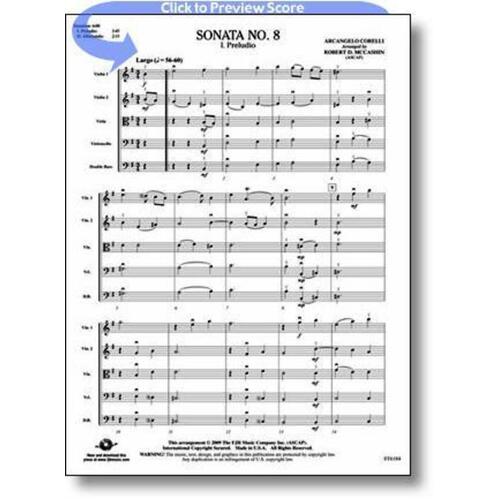Sonata No 8 Arr Mccashin String Orchestra Score/Parts