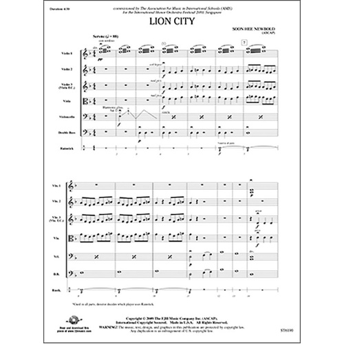 Lion City String Orchestra by Soon Hee Newbold, FJH Music Company, 1 Page
