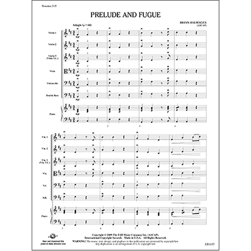 Prelude and Fugue SO1 SC/PTS by Brian Balmages, FJH Music Company, 1 Page