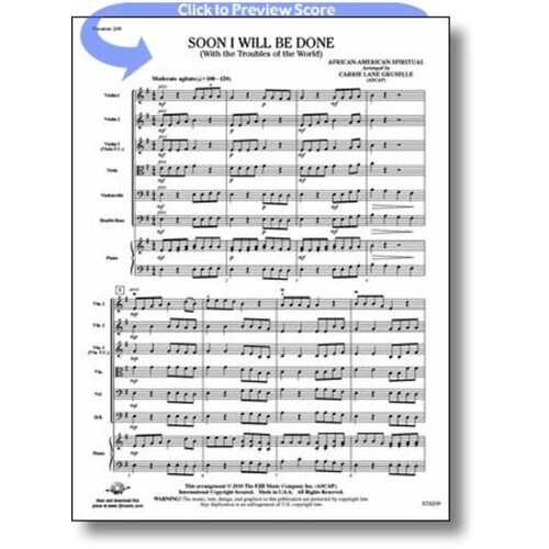 Soon I Will Be Done Arr Gruselle So Score/Parts
